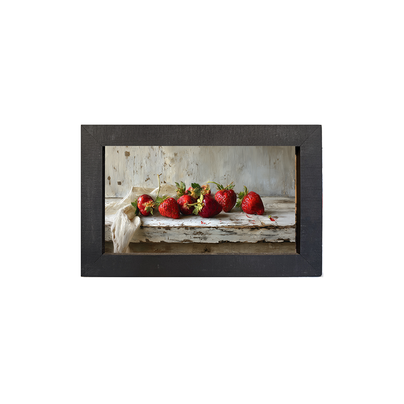 Sideboard Still Life - Strawberries with Linen - Framed Art