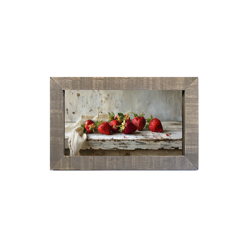 Sideboard Still Life - Strawberries with Linen - Framed Art