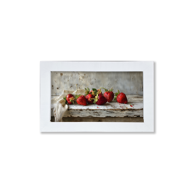 Sideboard Still Life - Strawberries with Linen - Framed Art