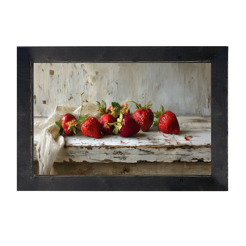 Sideboard Still Life - Strawberries with Linen - Framed Art