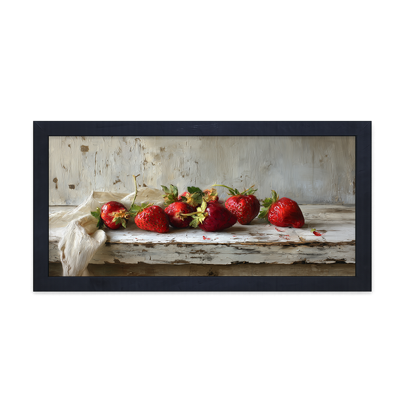 Sideboard Still Life - Strawberries with Linen - Framed Art