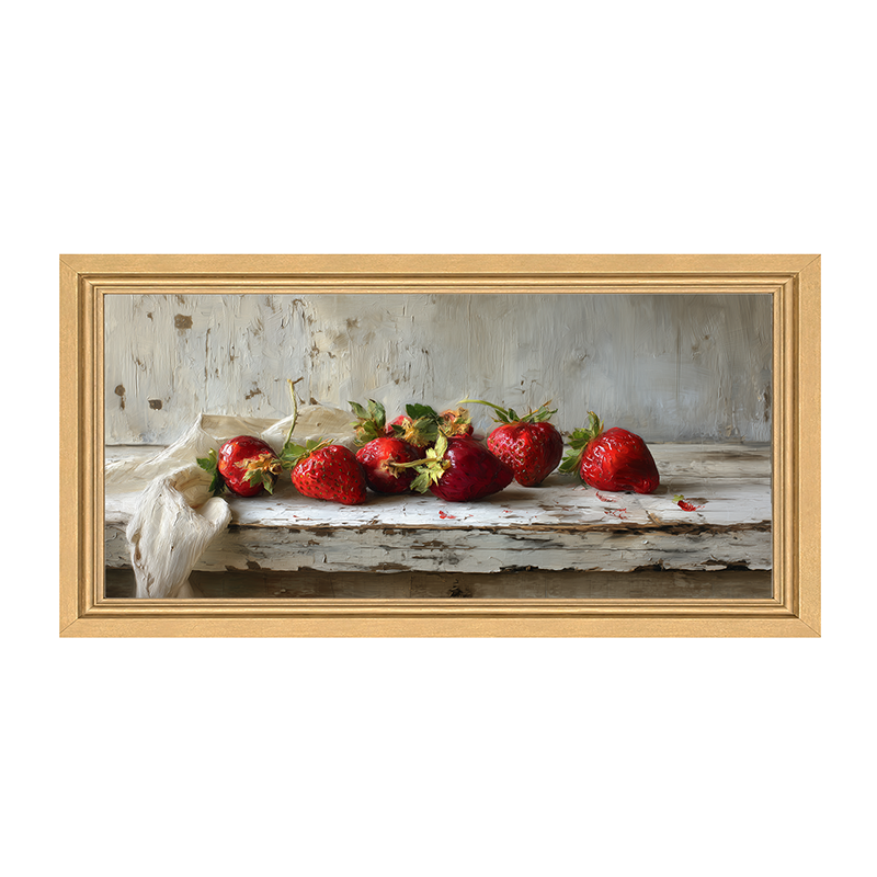 Sideboard Still Life - Strawberries with Linen - Framed Art