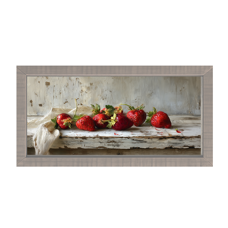 Sideboard Still Life - Strawberries with Linen - Framed Art