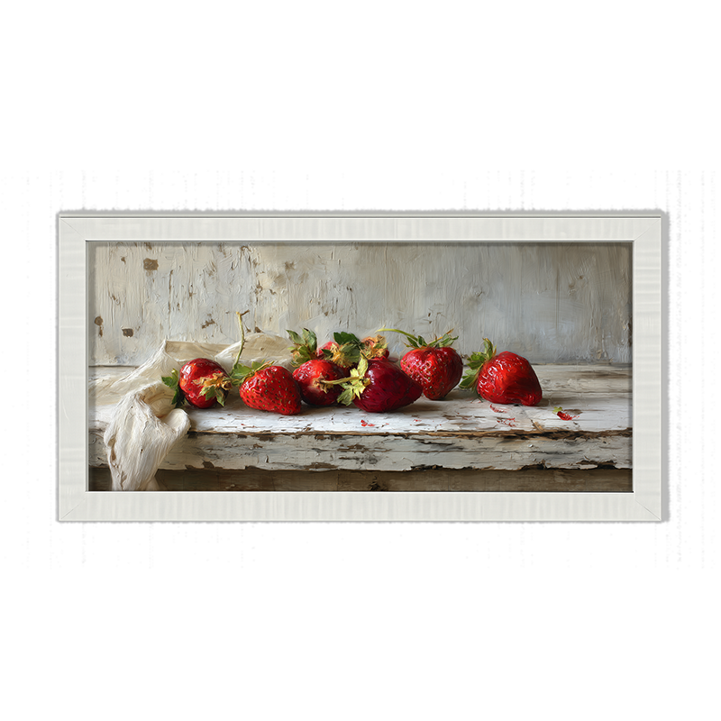 Sideboard Still Life - Strawberries with Linen - Framed Art