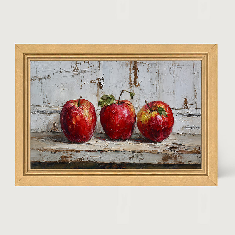 Sideboard Still Life - Three Red Apples