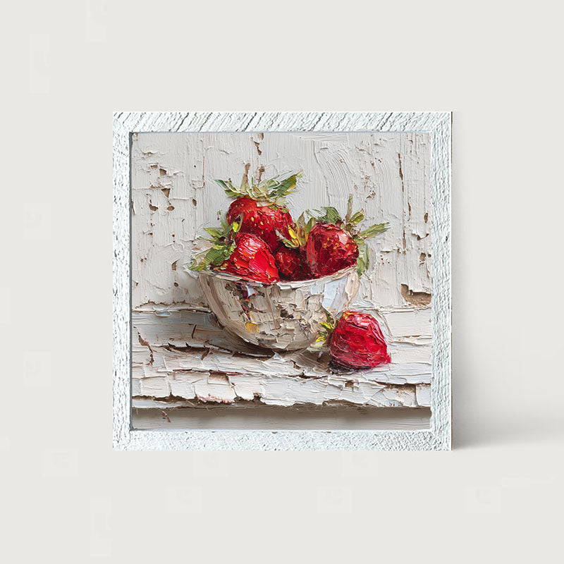 Sideboard Still Life - White Table with Bowl of Strawberries
