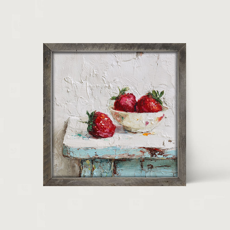 Sideboard Still Life - Sky Blue Table with Strawberries
