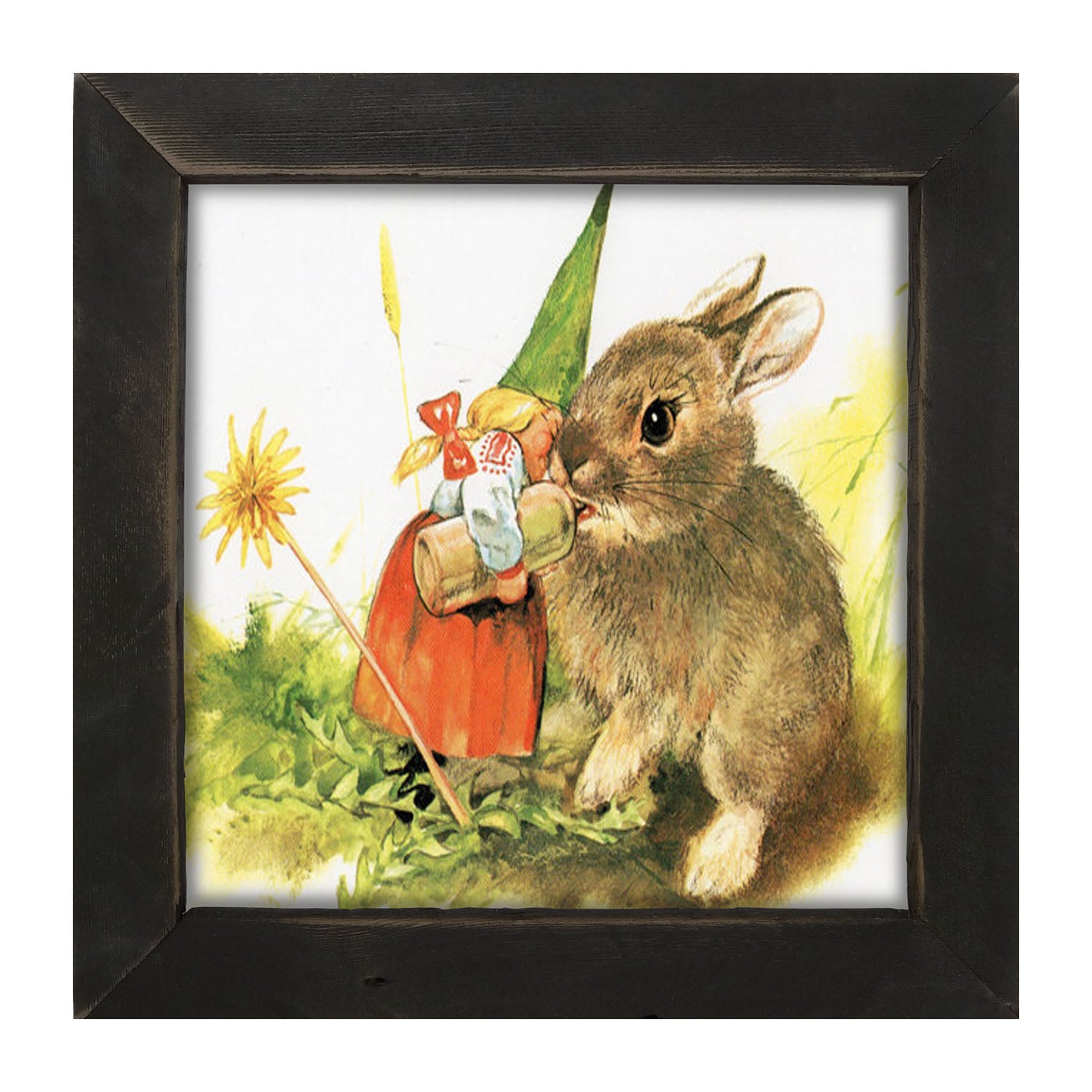 Gnome with Bunny - Framed art