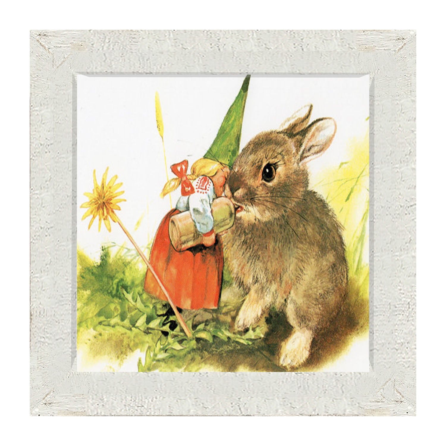 Gnome with Bunny - Framed art