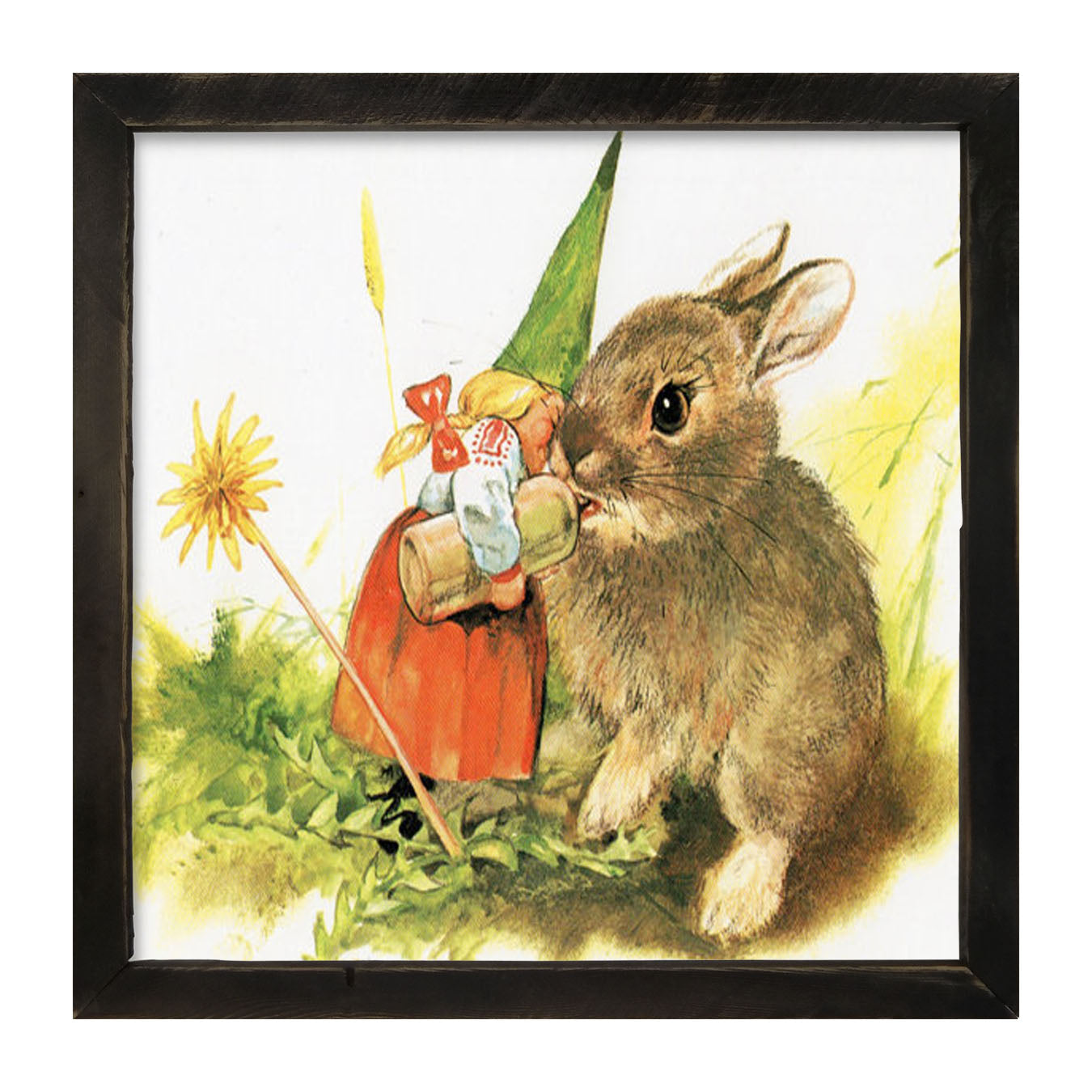 Gnome with Bunny - Framed art