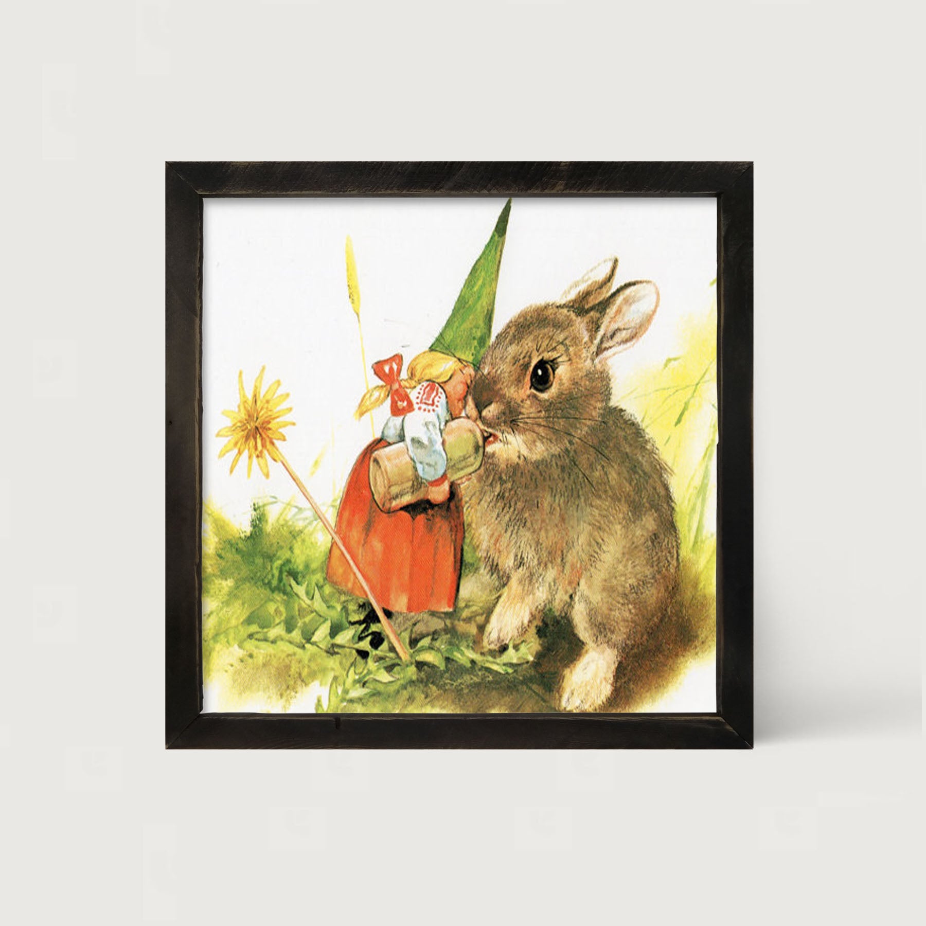 Gnome with Bunny - Framed art