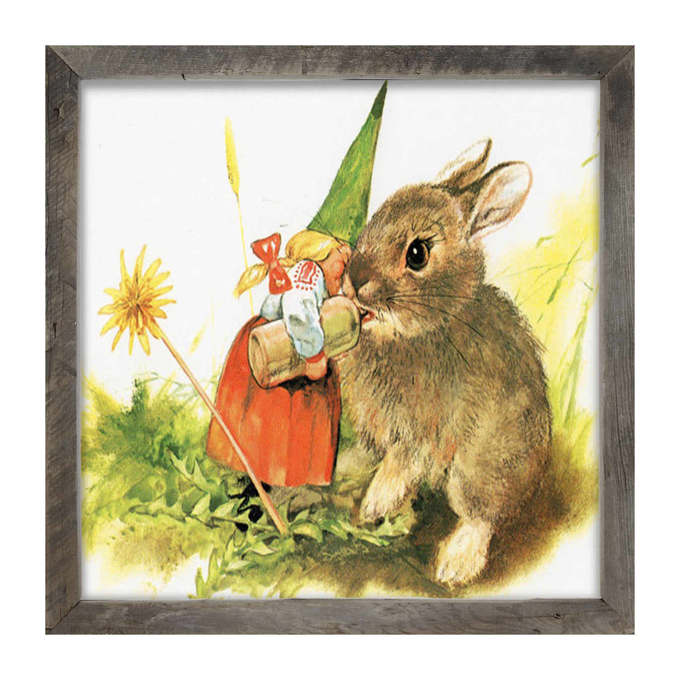 Gnome with Bunny - Framed art