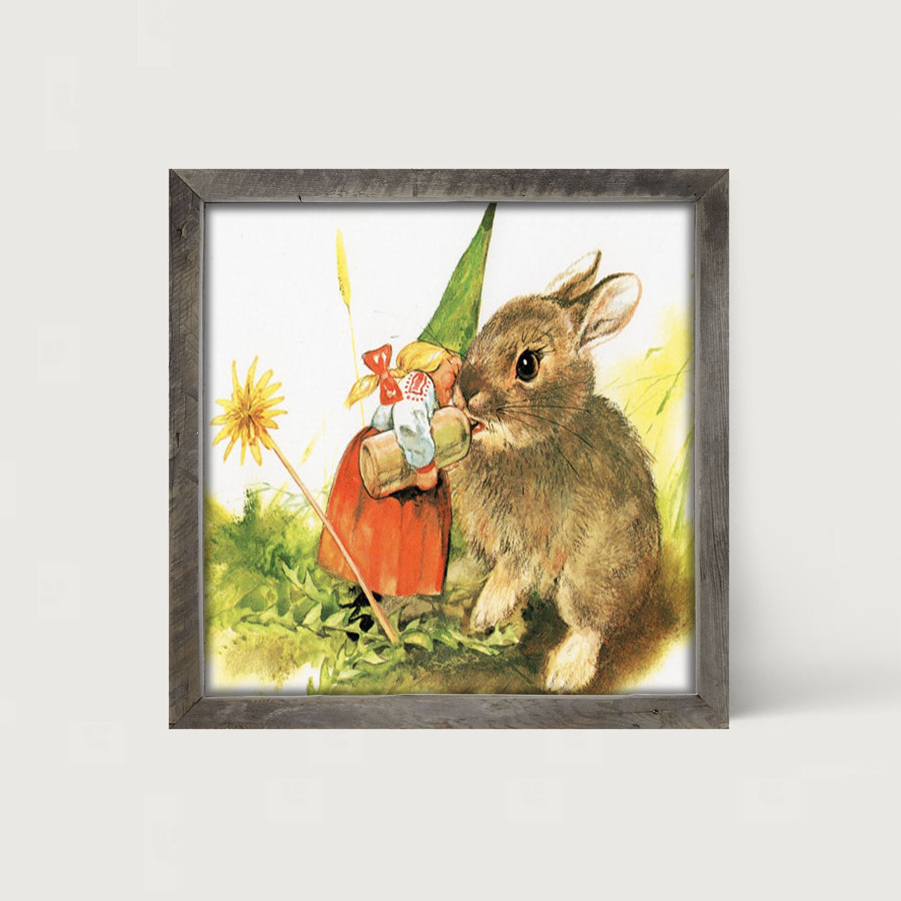 Gnome with Bunny - Framed art