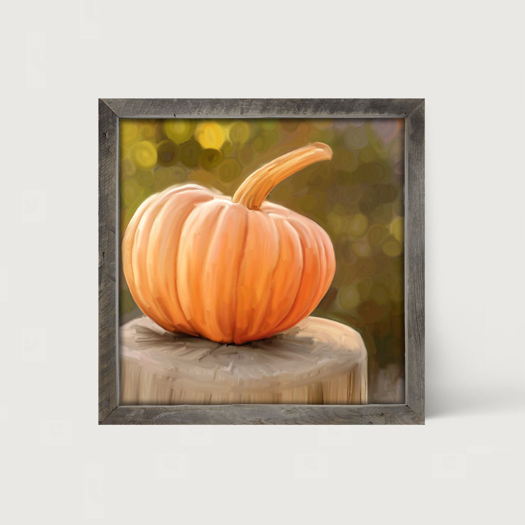 Pumpkin on stump - Framed art