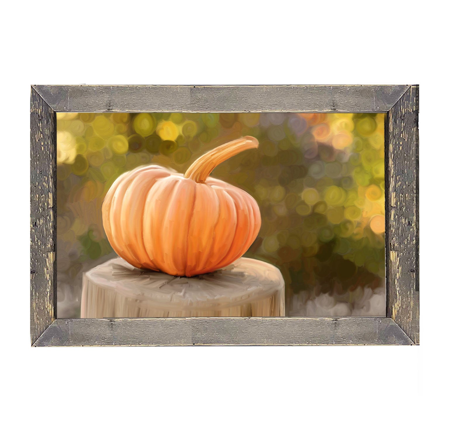 Pumpkin on stump - Framed art