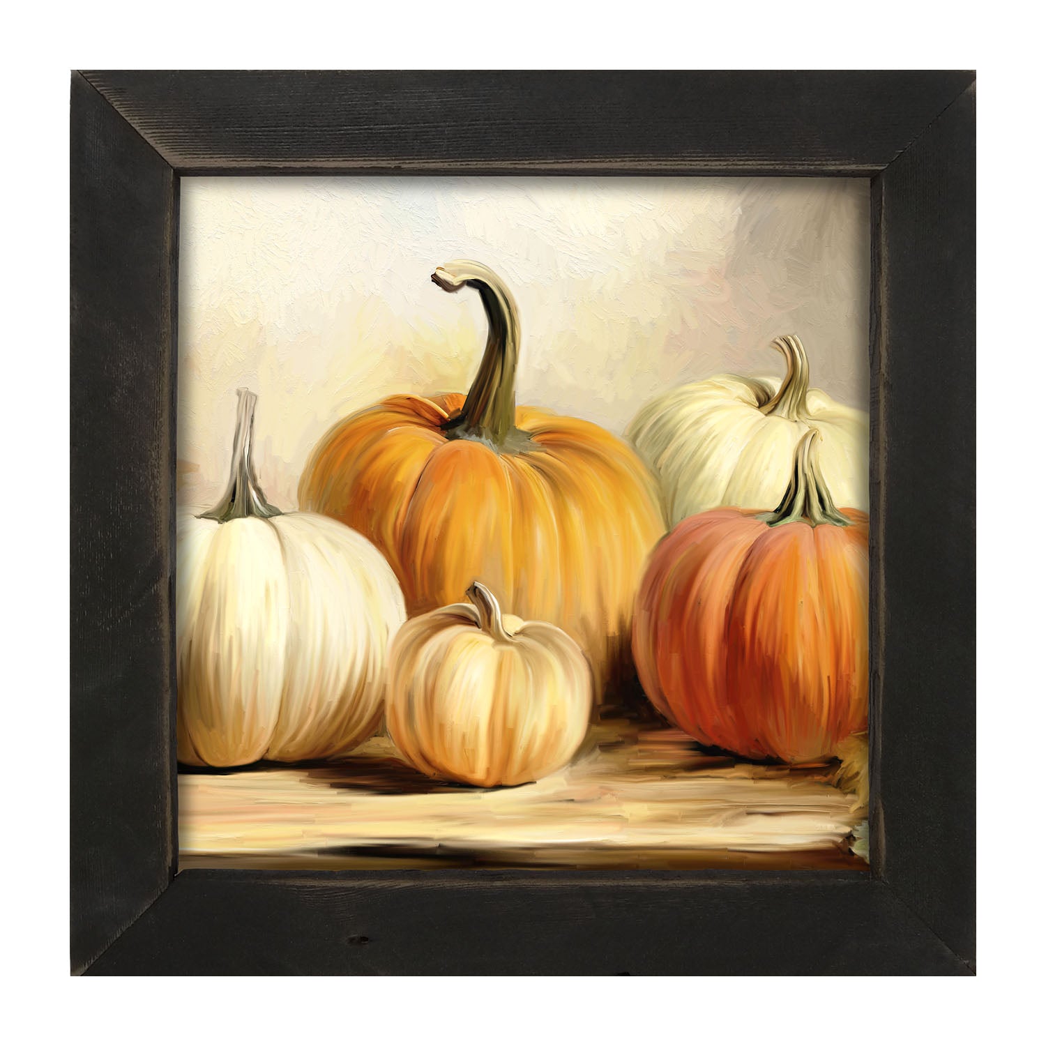 Pumpkins on a table - Framed art