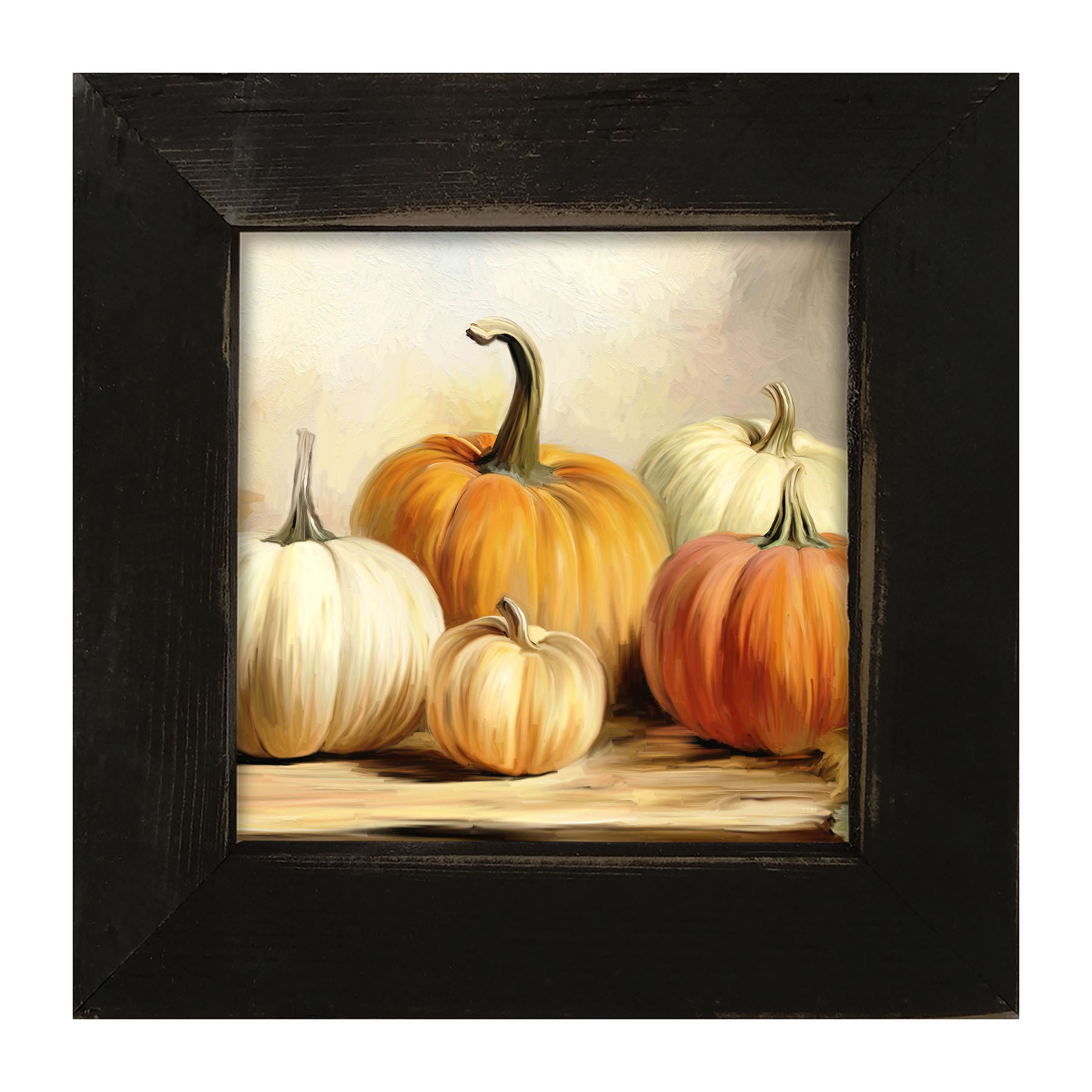 Pumpkins on a table - Framed art