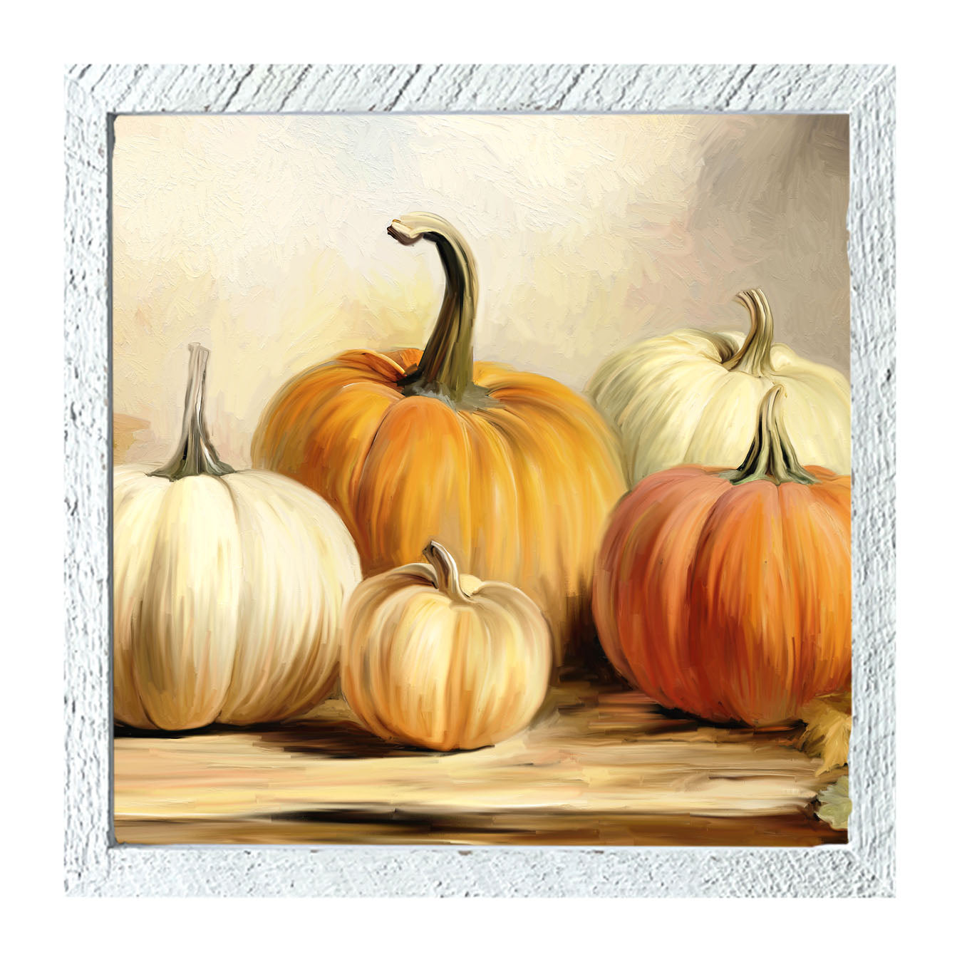 Pumpkins on a table - Framed art