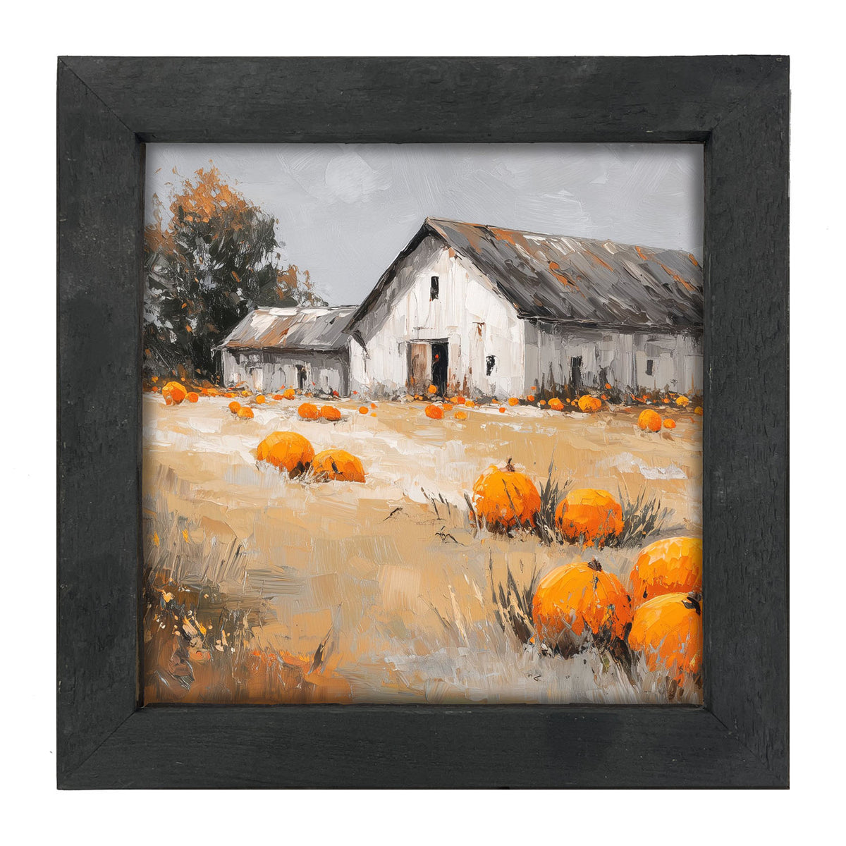 Orange Pumpkins in Field - Framed Art