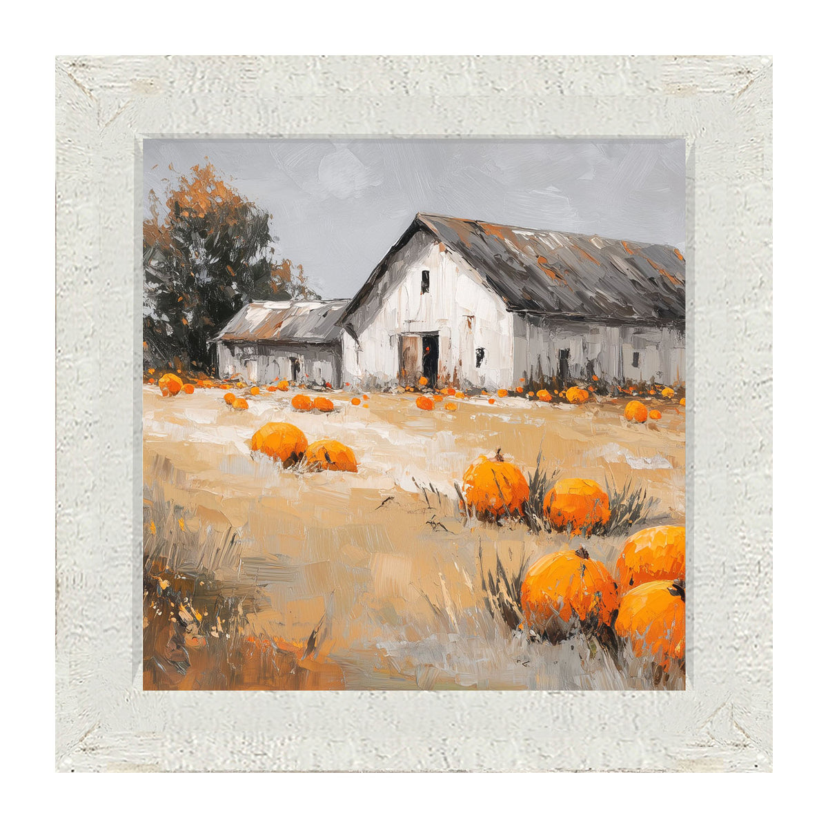 Orange Pumpkins in Field - Framed Art
