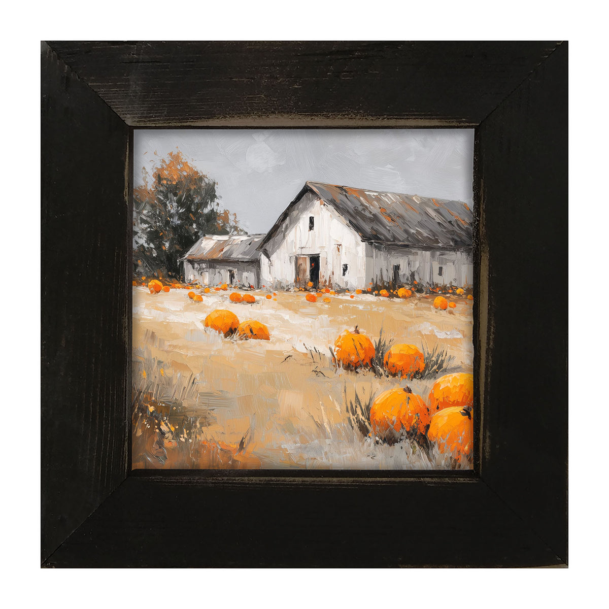Orange Pumpkins in Field - Framed Art