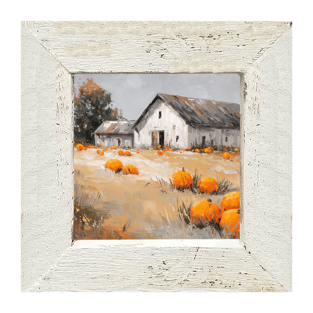 Orange Pumpkins in Field - Framed Art