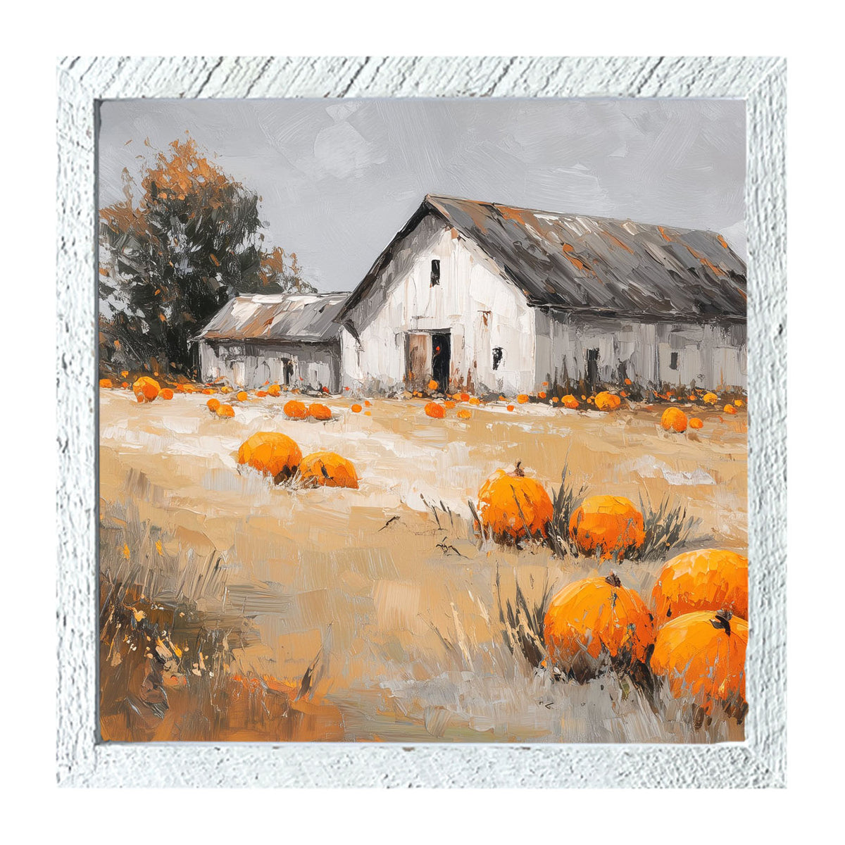 Orange Pumpkins in Field - Framed Art