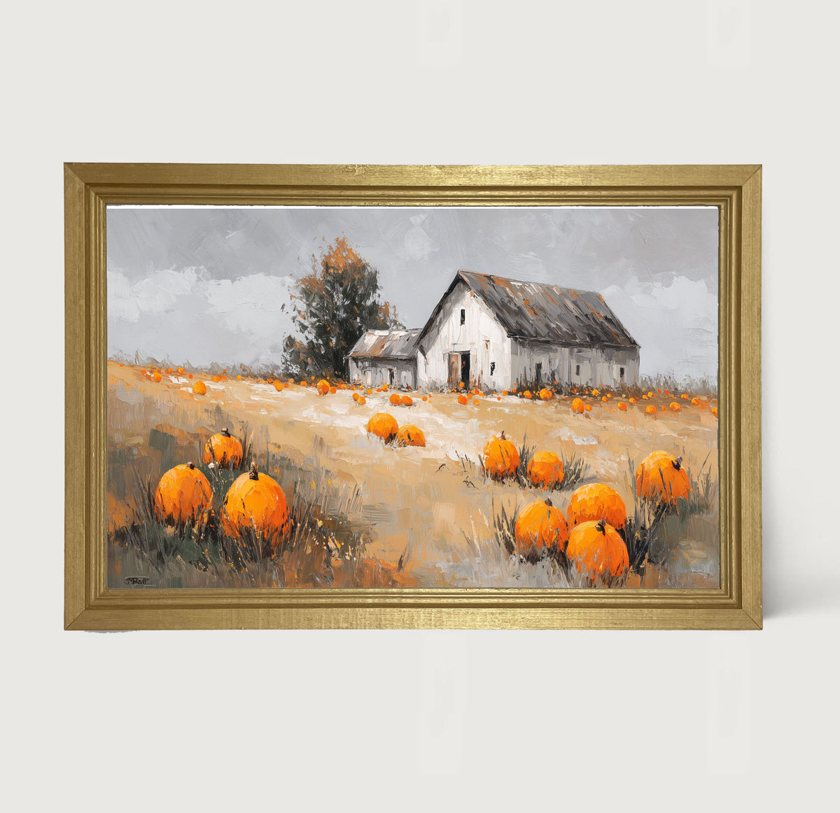 Orange Pumpkins in Field