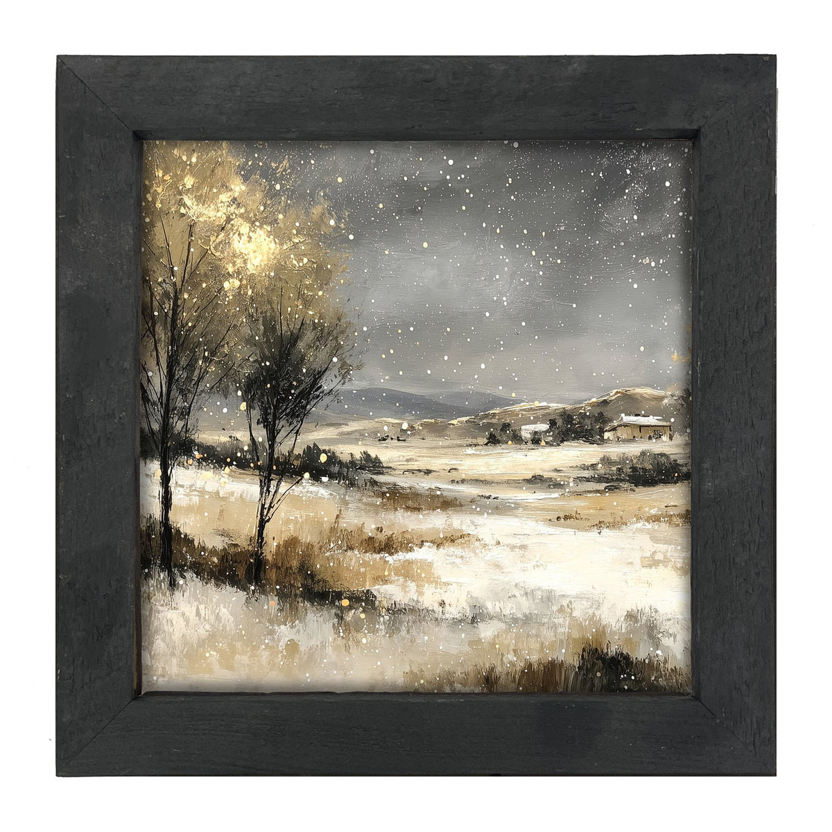 Snow Falling on a Field - Framed Art