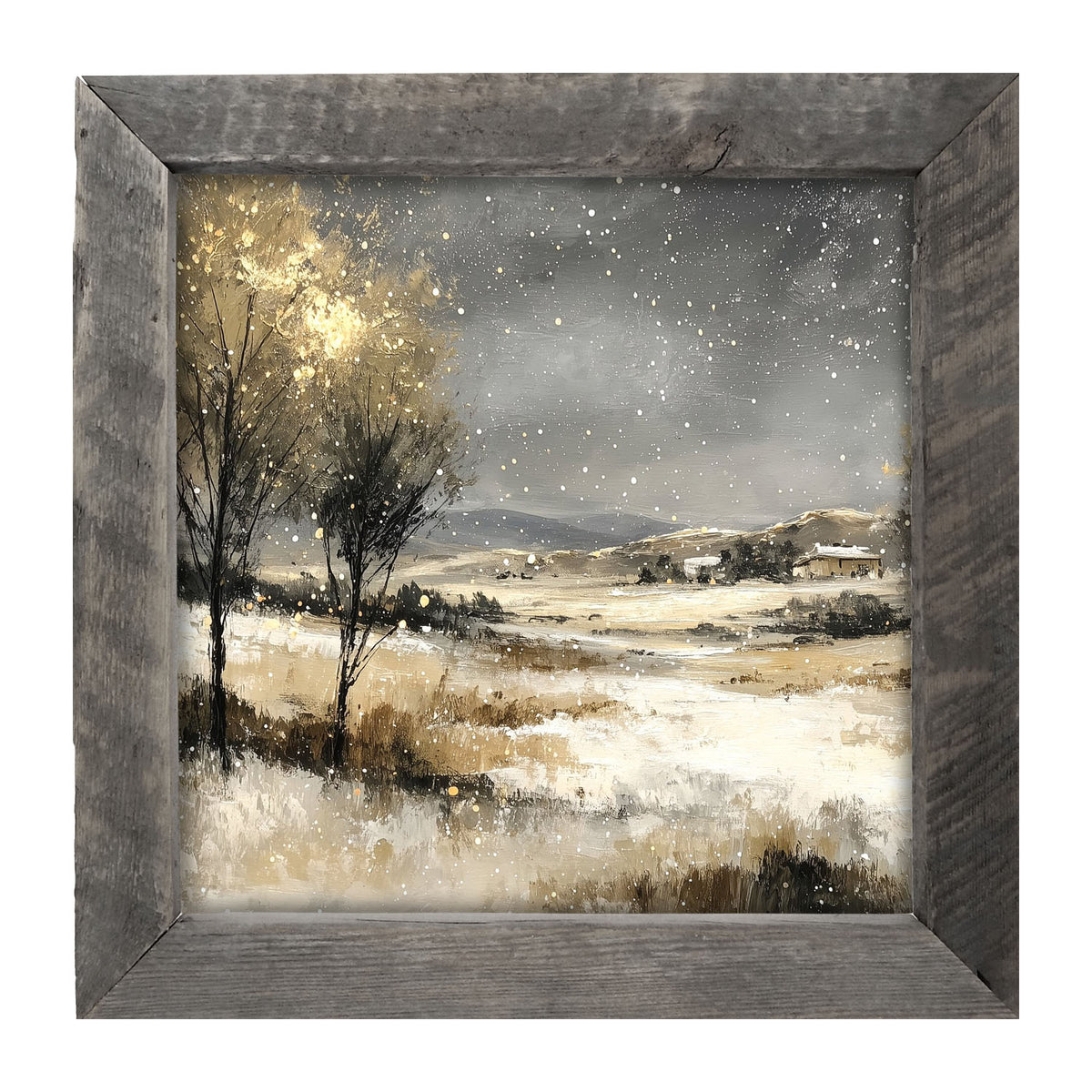 Snow Falling on a Field - Framed Art