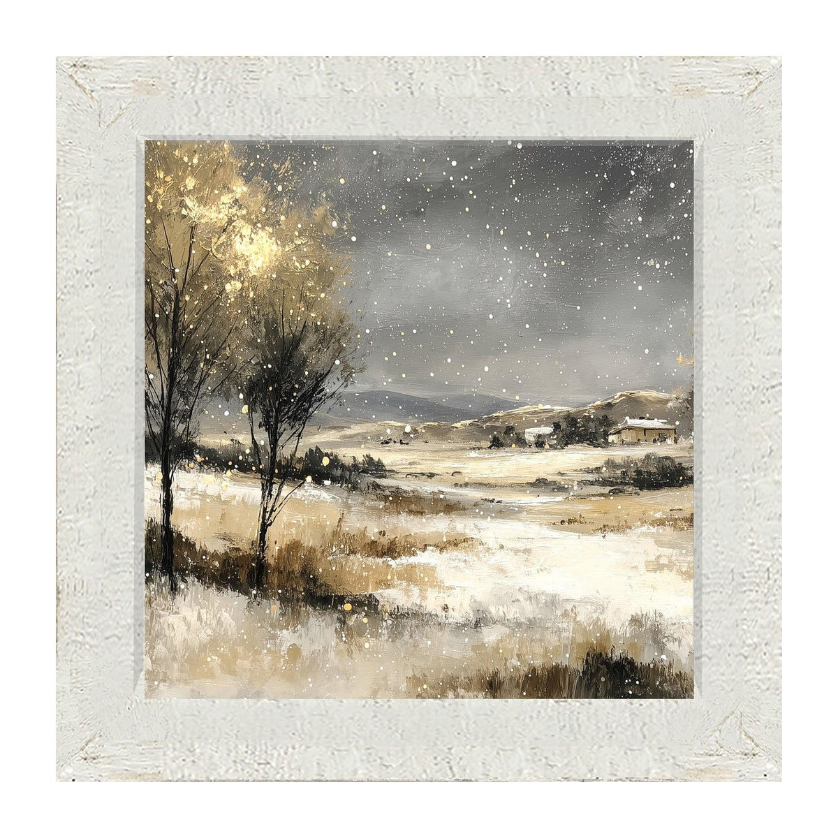 Snow Falling on a Field - Framed Art