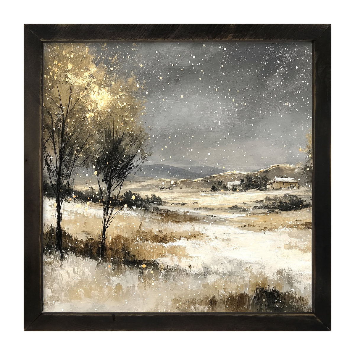 Snow Falling on a Field - Framed Art