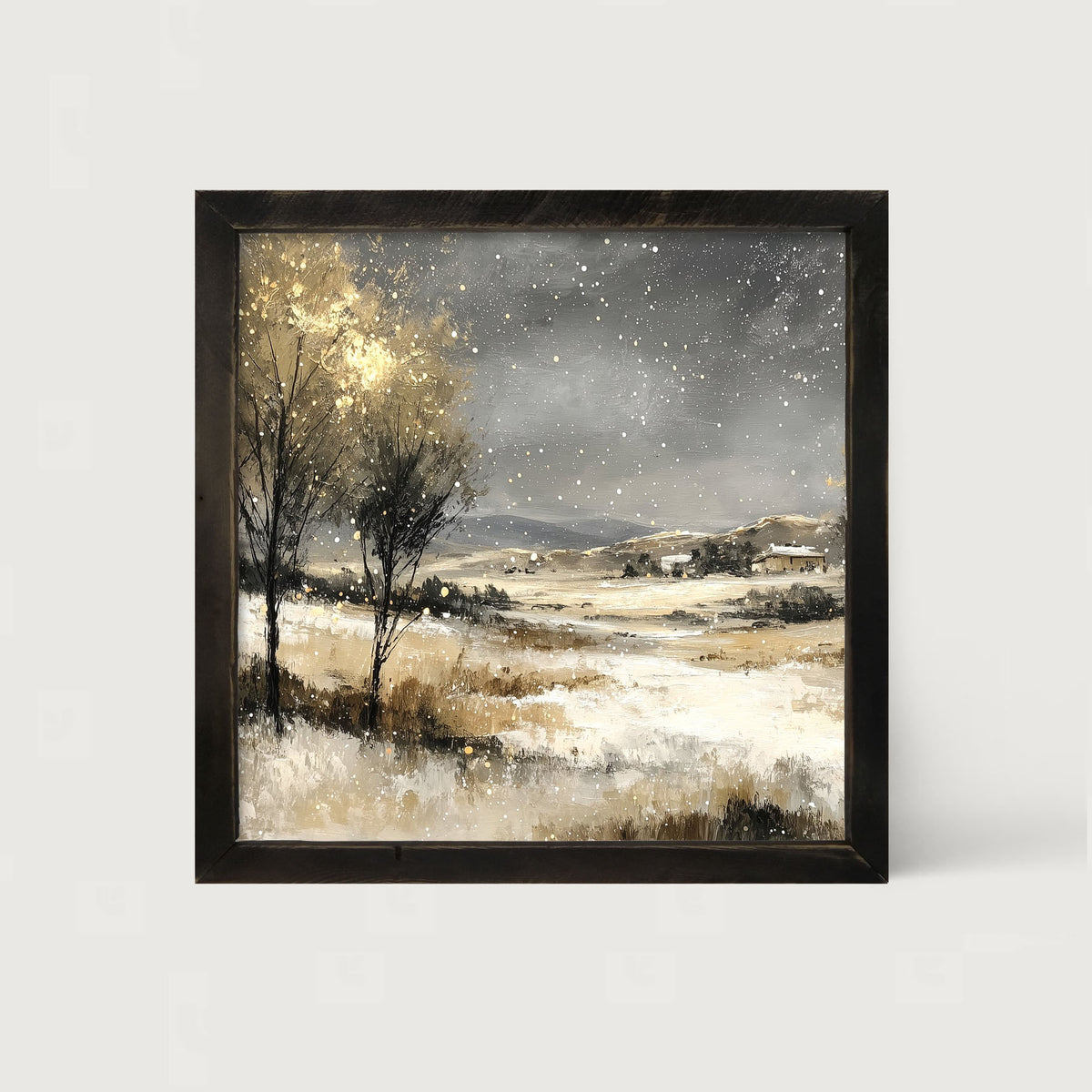 Snow Falling on a Field