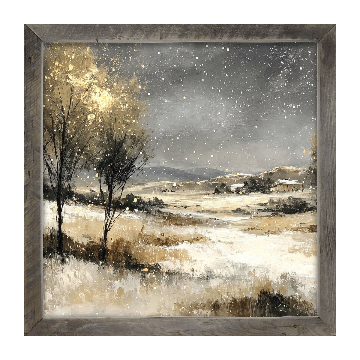 Snow Falling on a Field - Framed Art