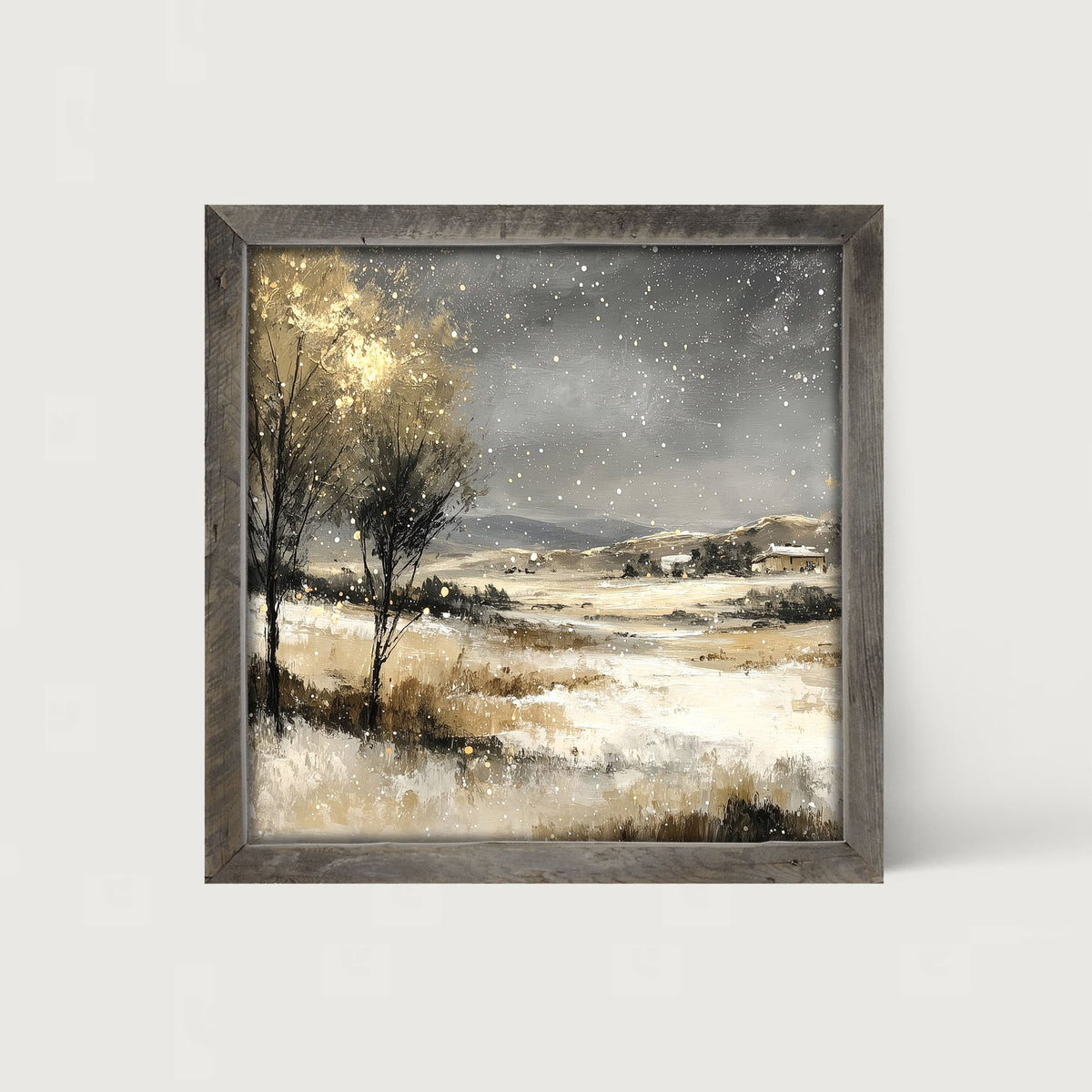 Snow Falling on a Field - Framed Art
