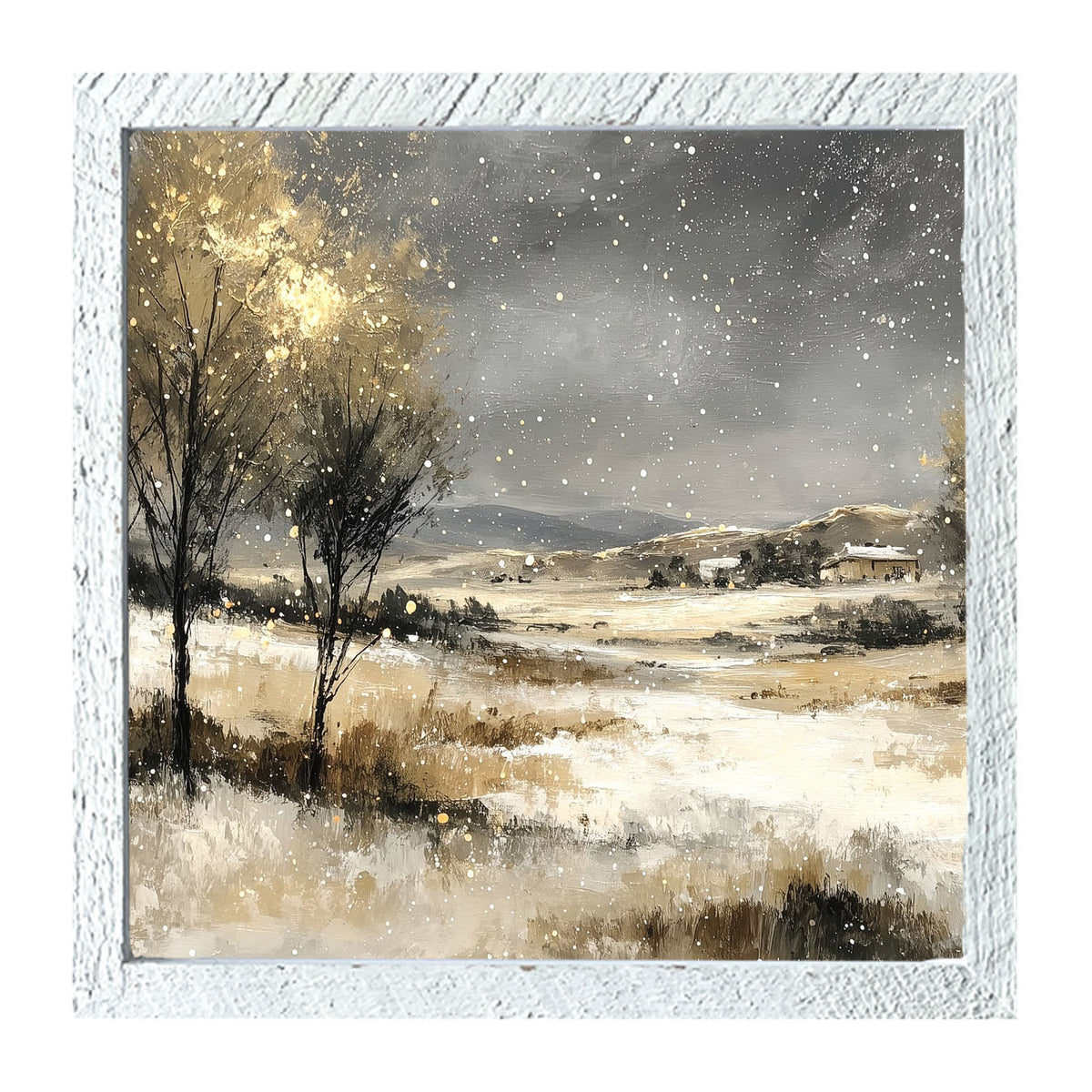 Snow Falling on a Field - Framed Art