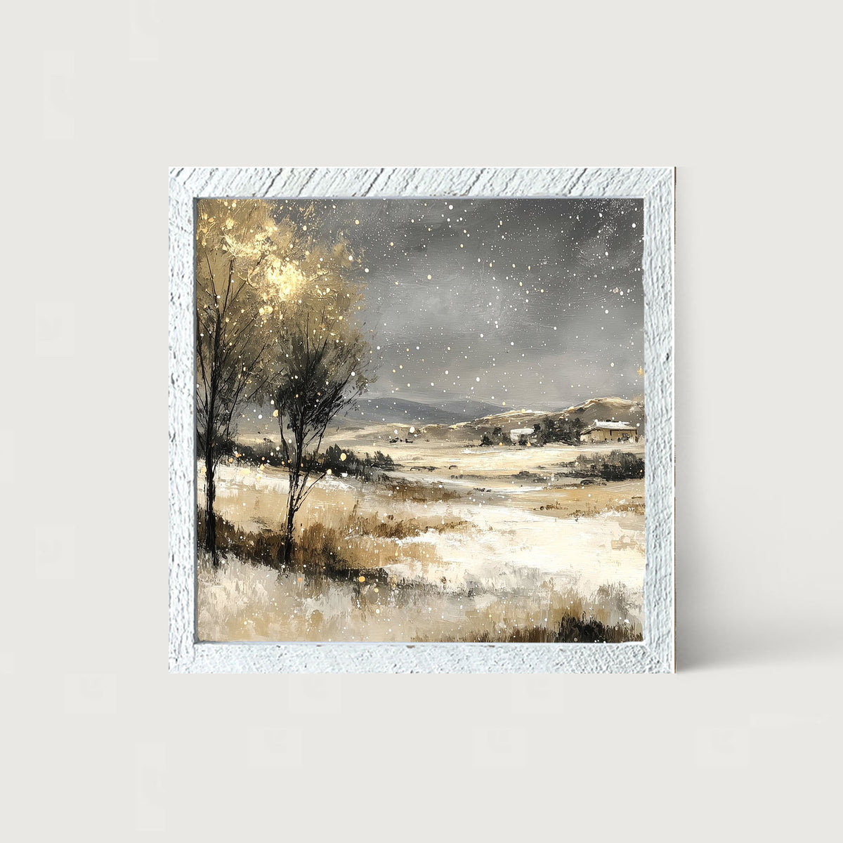 Snow Falling on a Field - Framed Art