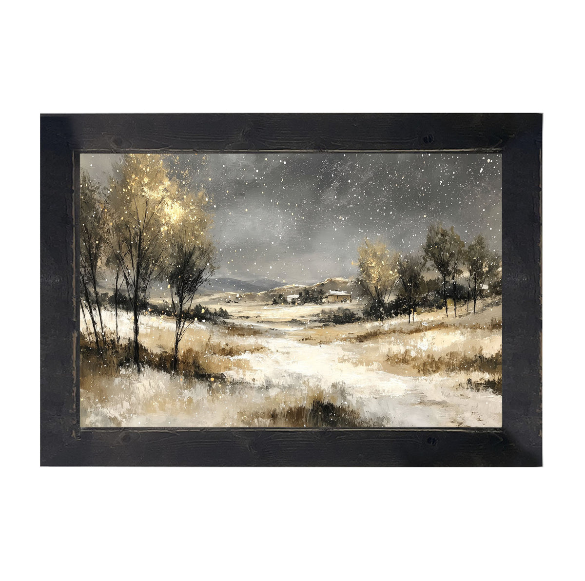 Snow Falling on a Field - Framed Art
