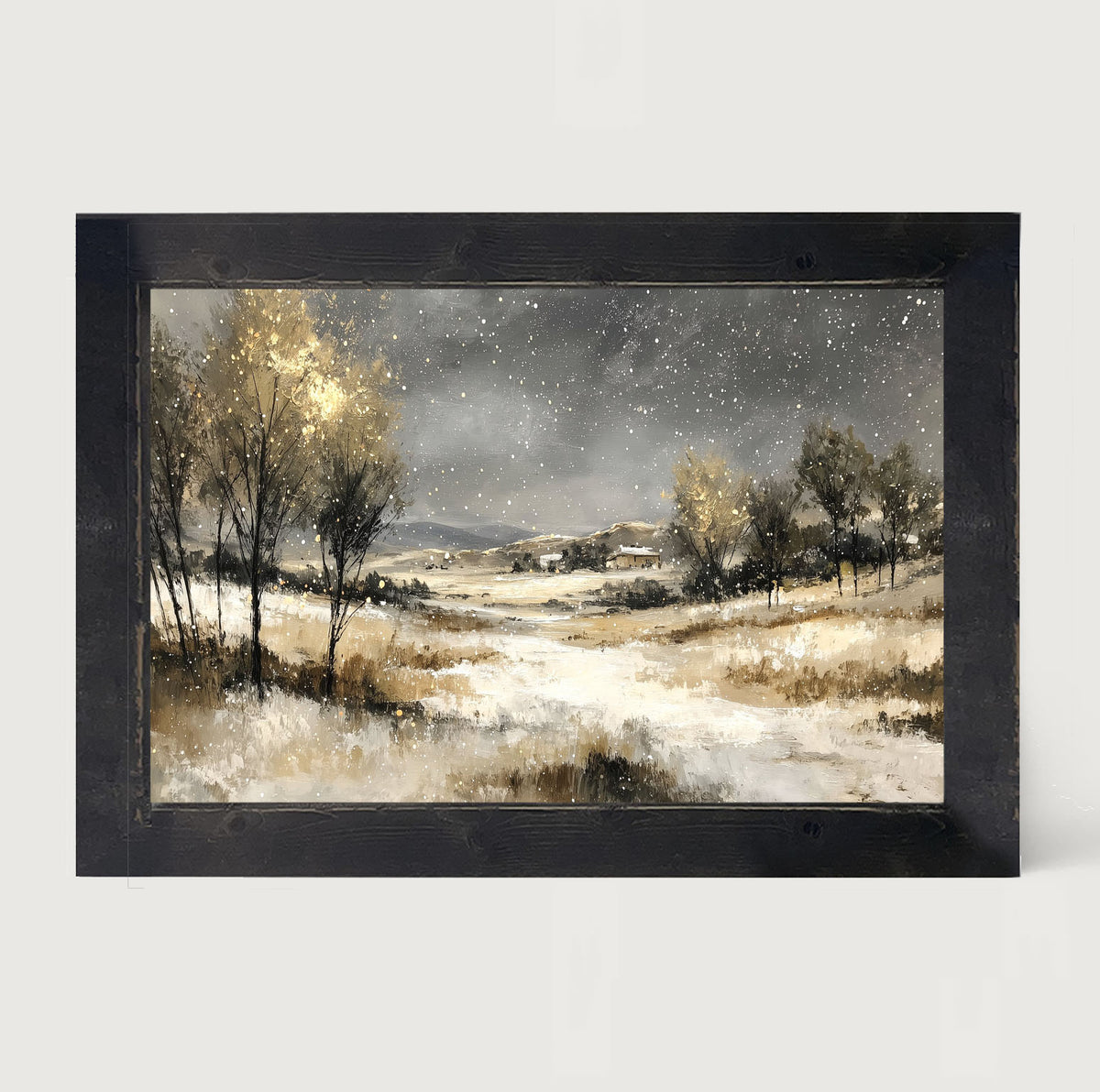 Snow Falling on a Field