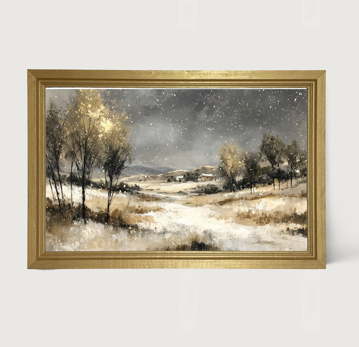 Snow Falling on a Field