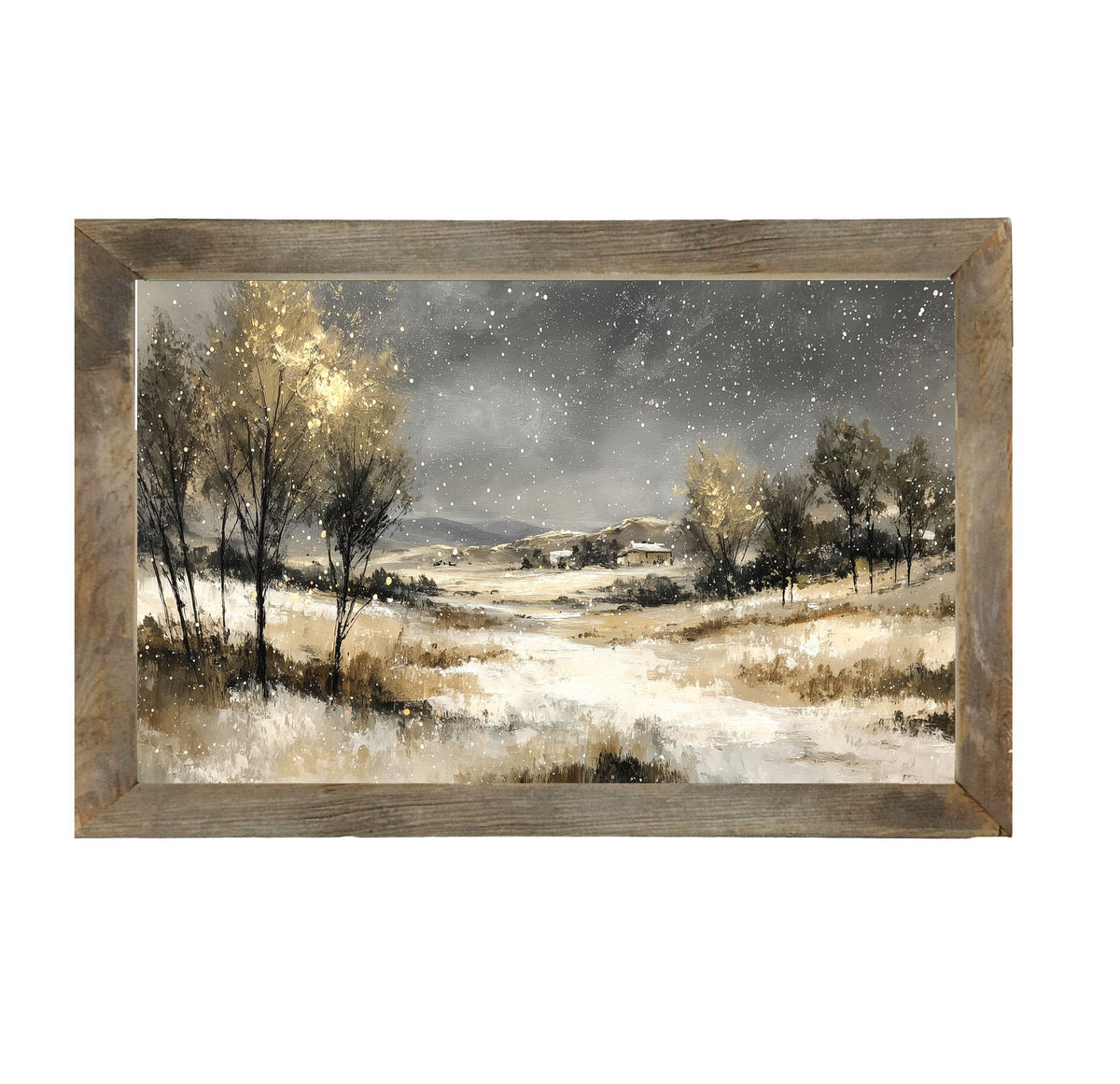 Snow Falling on a Field - Framed Art