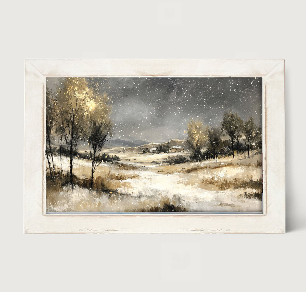 Snow Falling on a Field