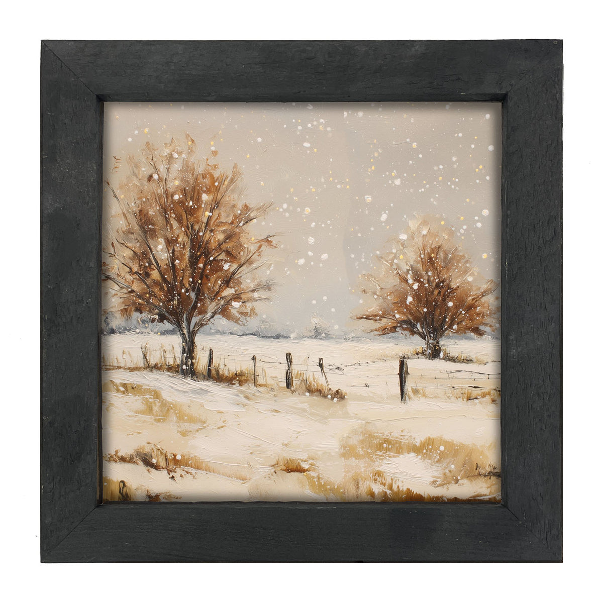 Fenceline Snowfall - Framed Art