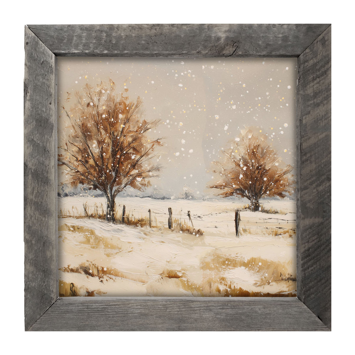 Fenceline Snowfall - Framed Art