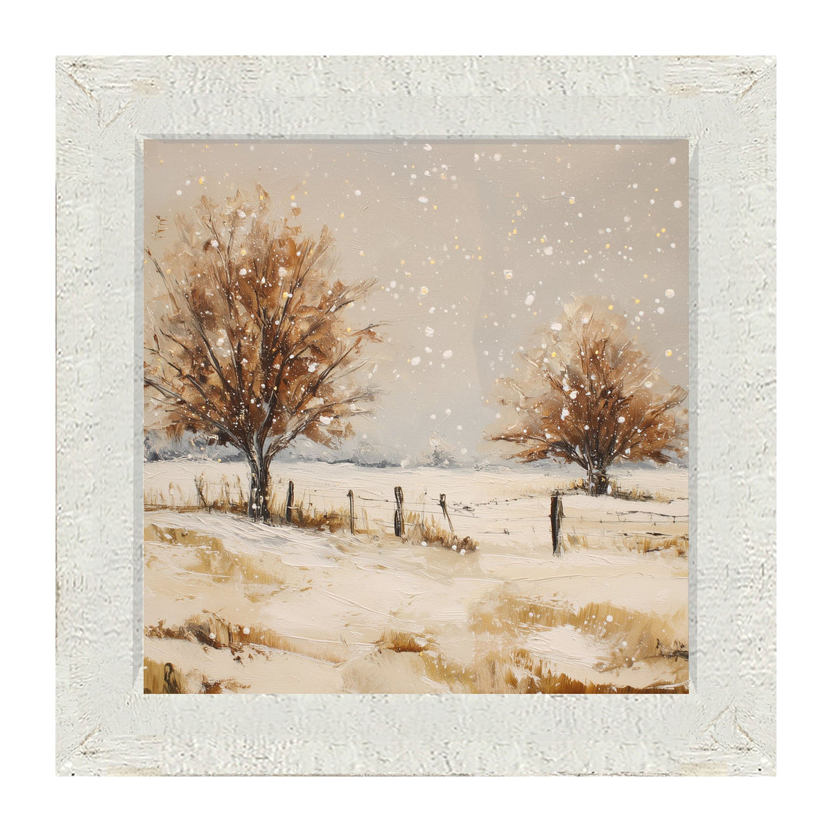 Fenceline Snowfall - Framed Art