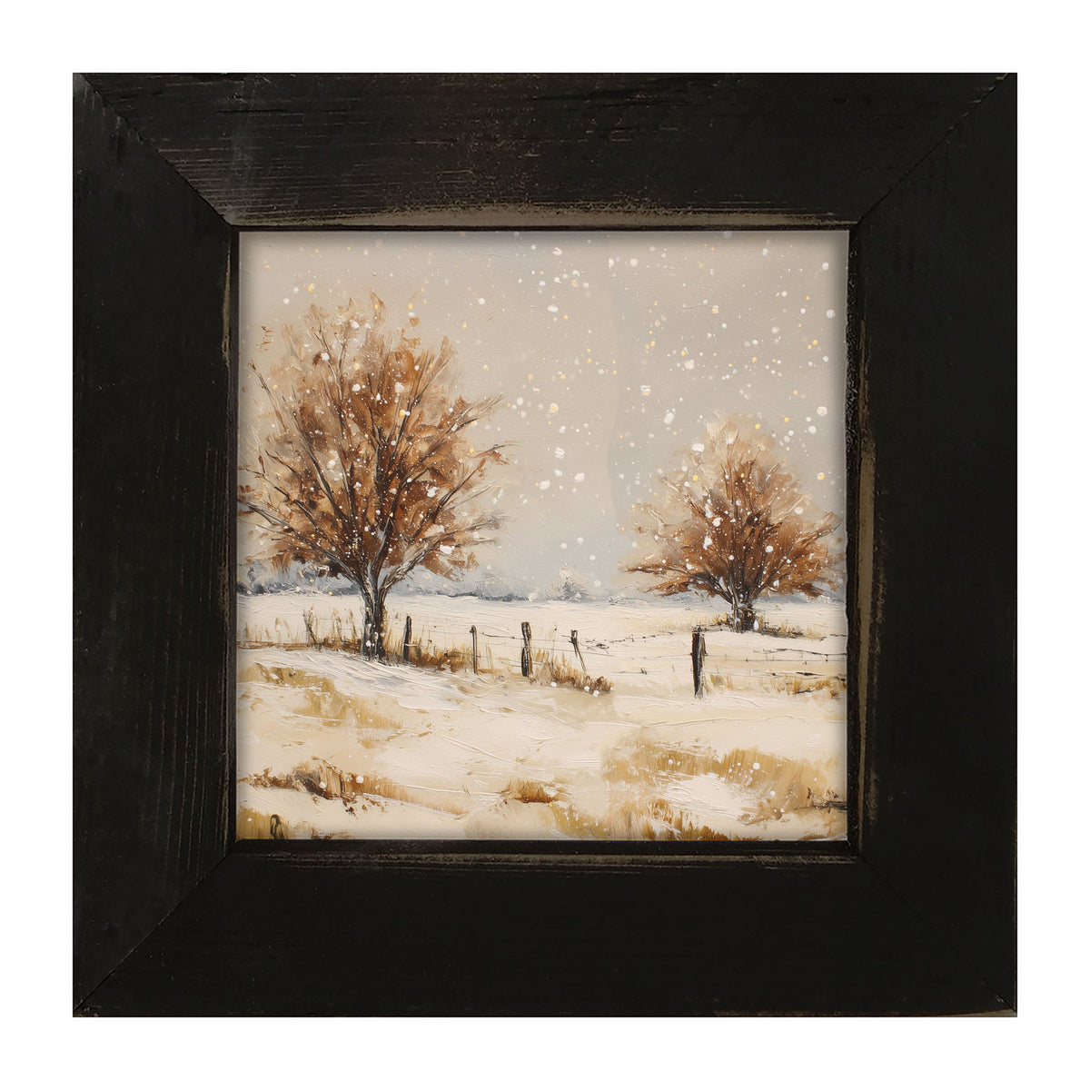 Fenceline Snowfall - Framed Art