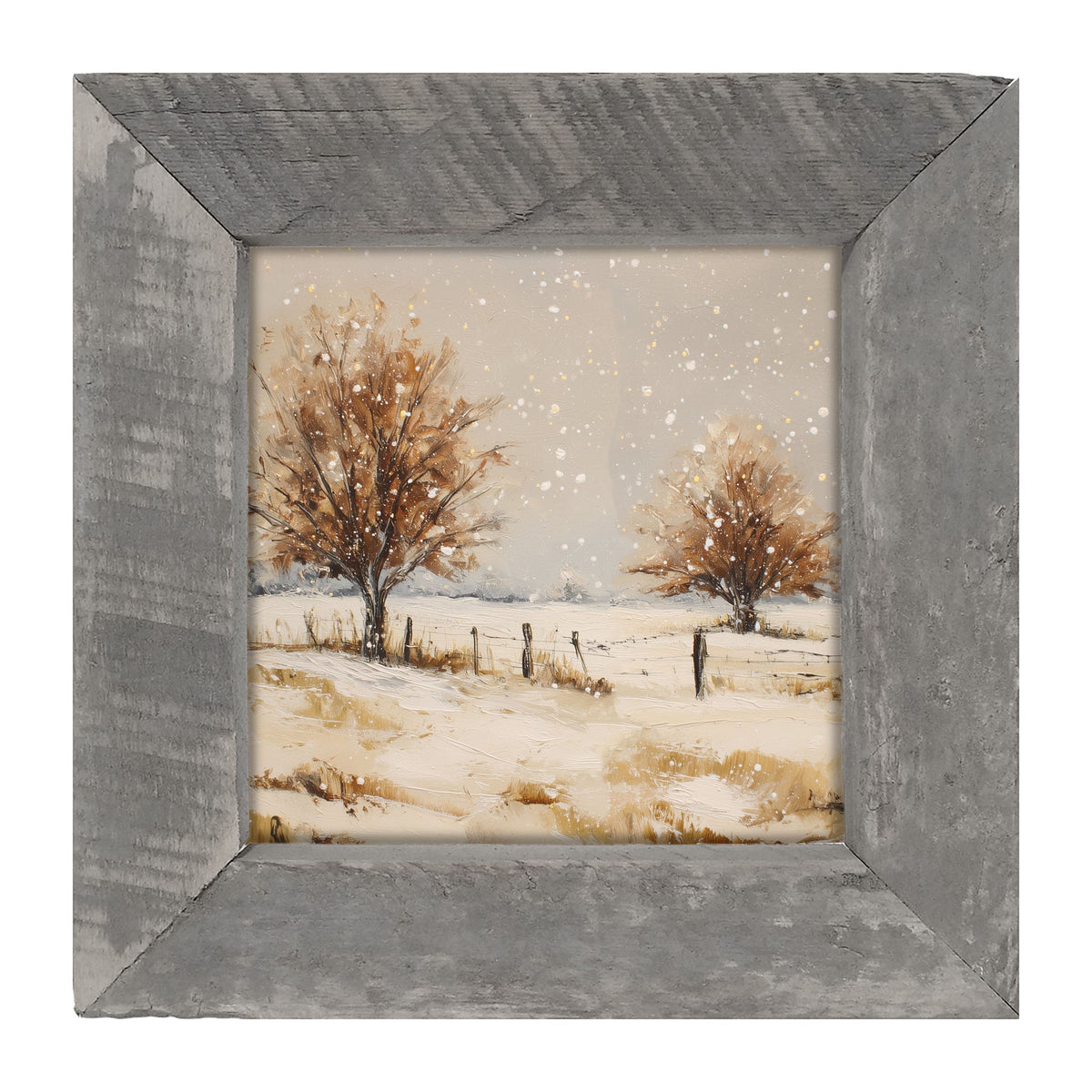 Fenceline Snowfall - Framed Art