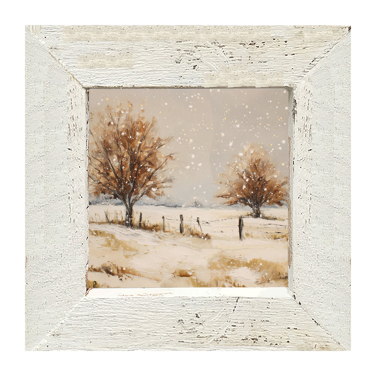 Fenceline Snowfall - Framed Art