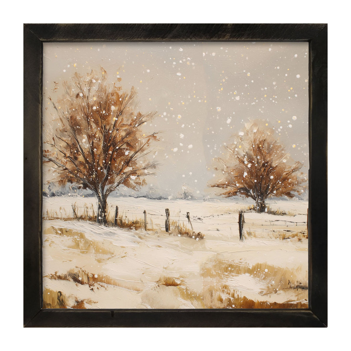 Fenceline Snowfall - Framed Art