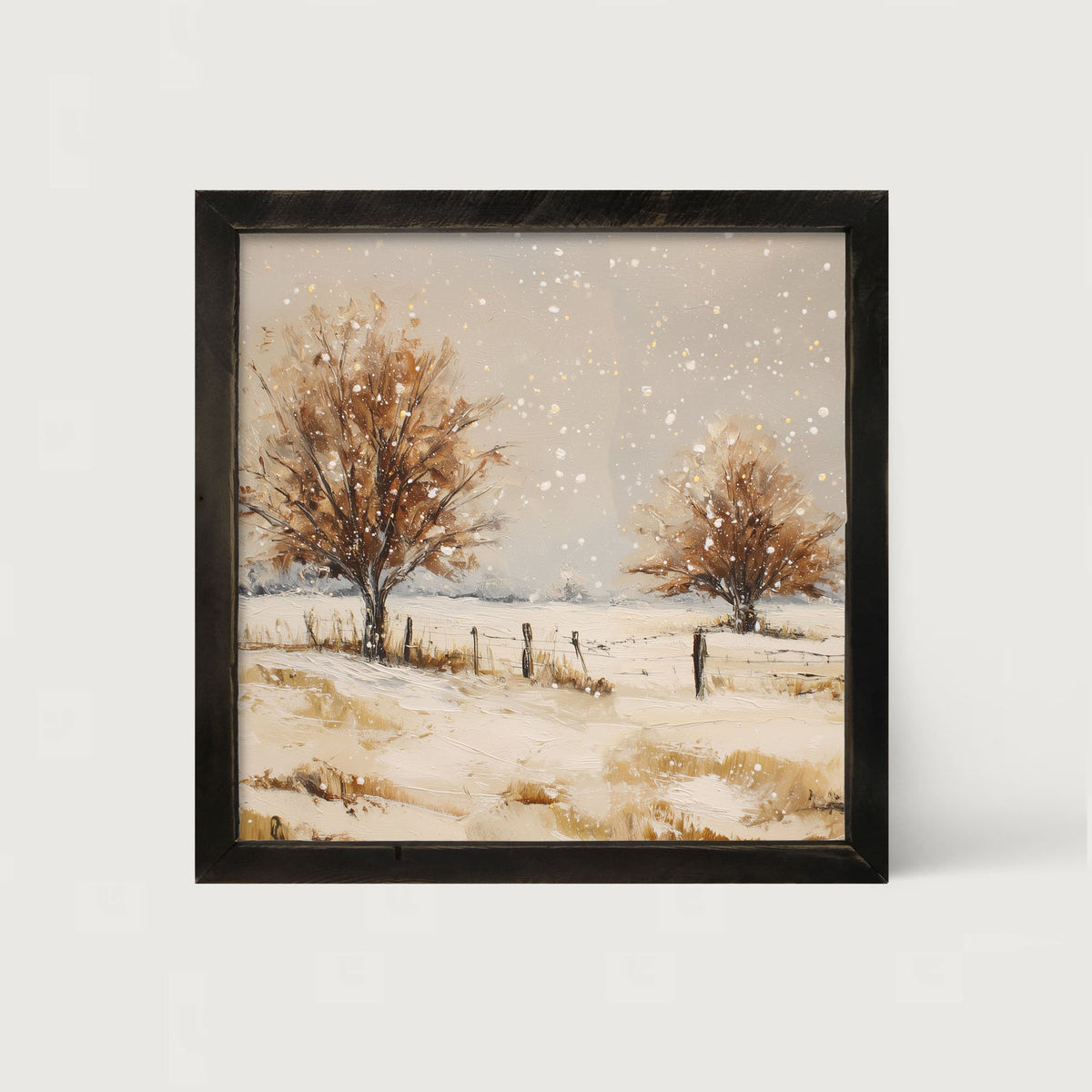 Fenceline Snowfall - Framed Art